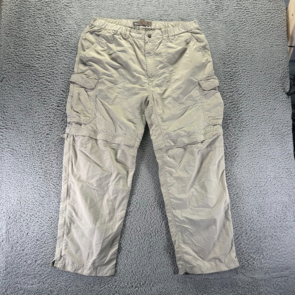 REI Pant Mens XL Beige Nylon Windbreaker Straight Hiking Camping Convertible